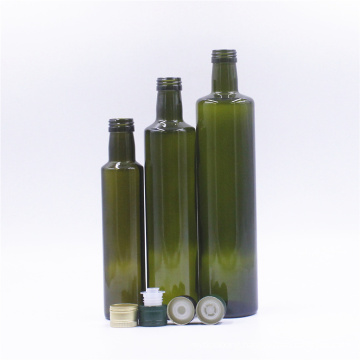 250ml 500ml 750ml 1 Liter Empty Marasca Edible Oil Green Glass Olive Oil Bottles with Lid